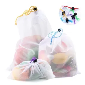 Reusable Fruits & Vegetables Bags – Eco-Friendly Mesh Cotton, Multi-Purpose, Vibrant Colors, Set of 5, Ideal for Produce, Grains, and More.