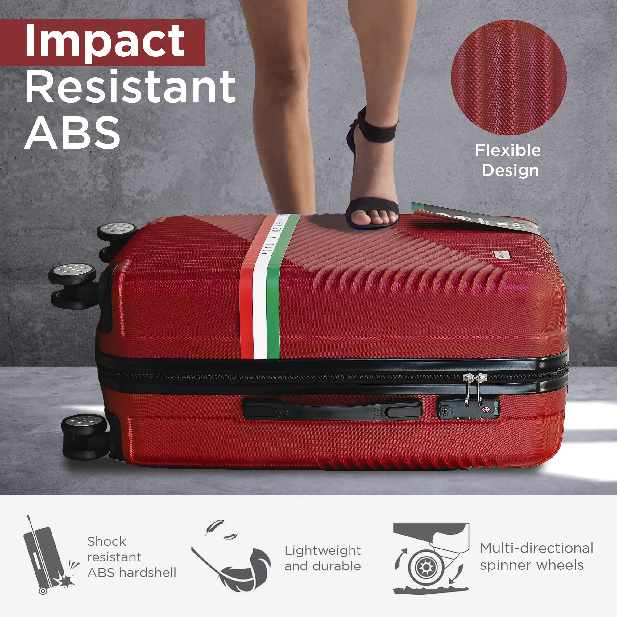 Roma Hardshell Luggage Set with Spinner Wheels & TSA Lock