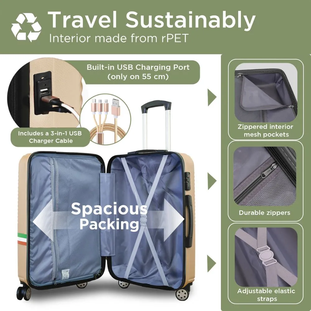 Roma Hardshell Luggage Set with Spinner Wheels & TSA Lock
