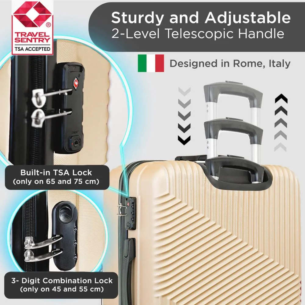 Roma Hardshell Luggage Set with Spinner Wheels & TSA Lock