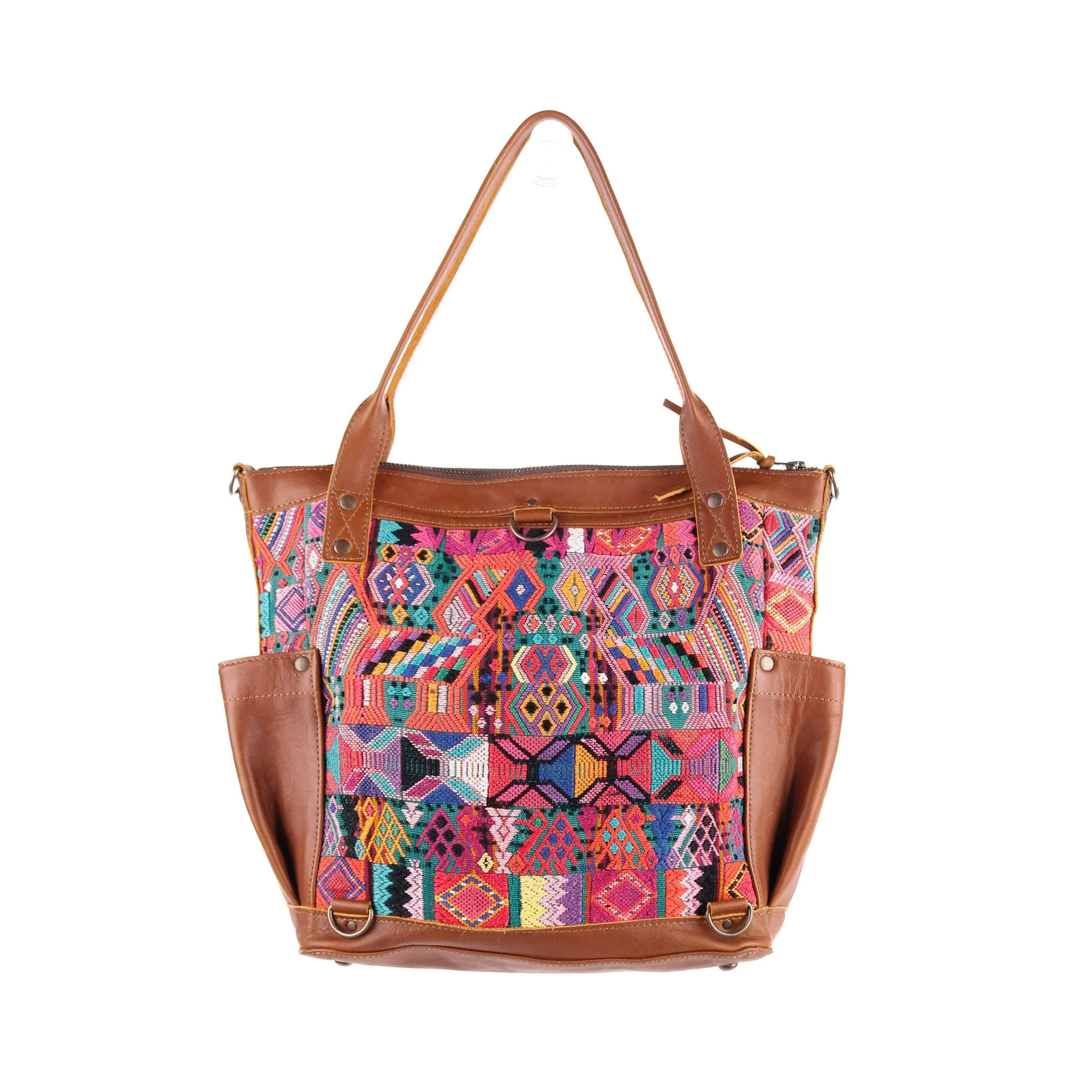 THE MEDIUM PERFECT BAG - OOAK HUIPIL - CAFE - NO. 12728