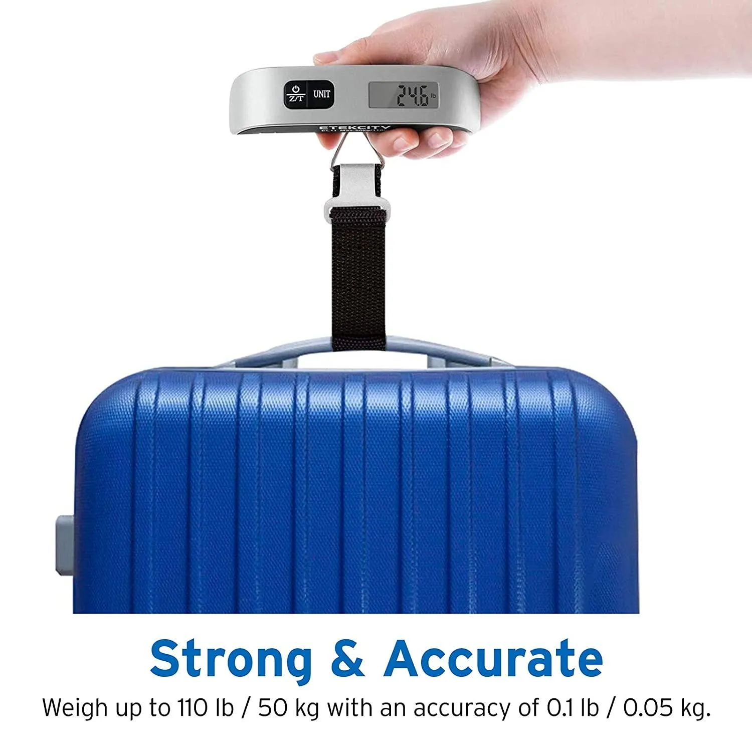 Travel with Confidence: Digital Portable Handheld Scale - Weigh Your Suitcase with Ease, Temperature Sensor Included, Up to 110 Pounds Capacity, Battery Included!